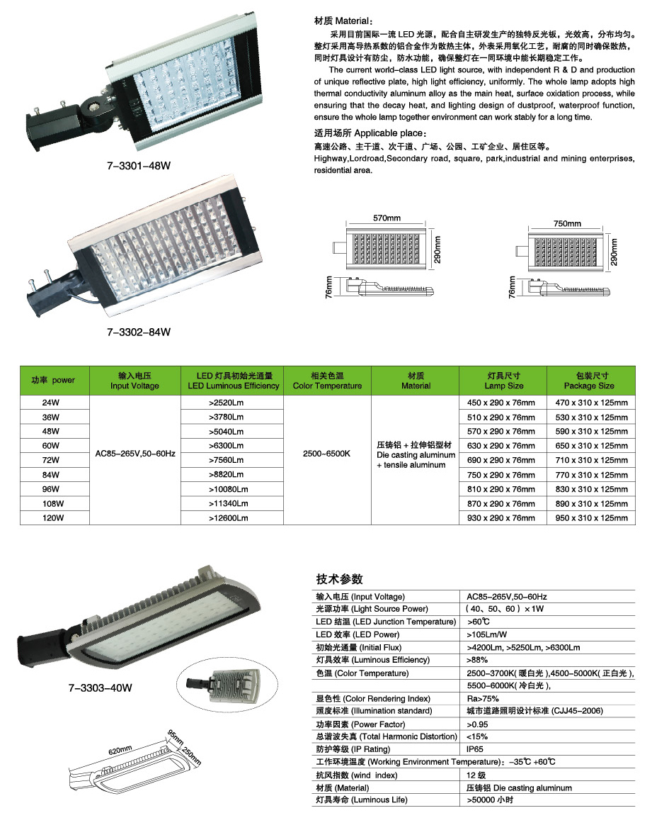 求購(gòu)led路燈頭7-3301-48W-84W-40W